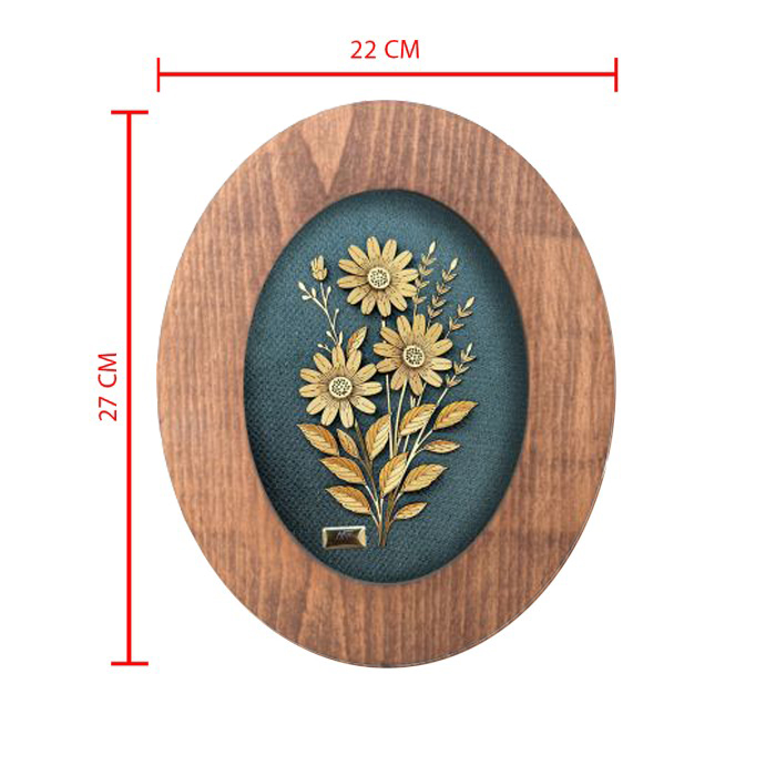 تابلو روکش طلا طرح بابونه سری زمرد