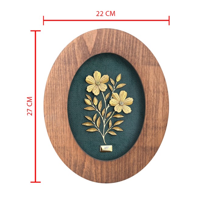 تابلو روکش طلا طرح میخک سری زمرد