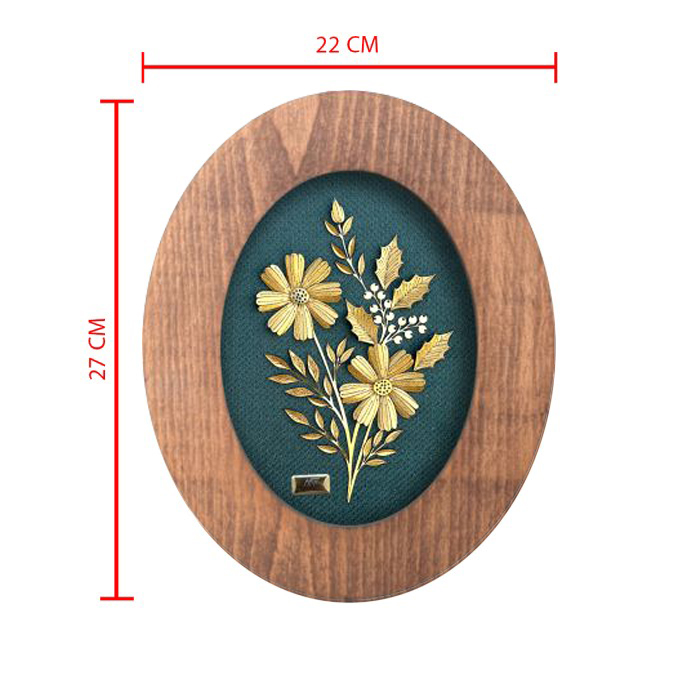  تابلو روکش طلا طرح زنبق سری زمرد