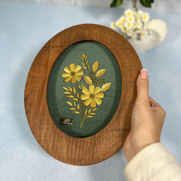  تابلو روکش طلا طرح زنبق سری زمرد