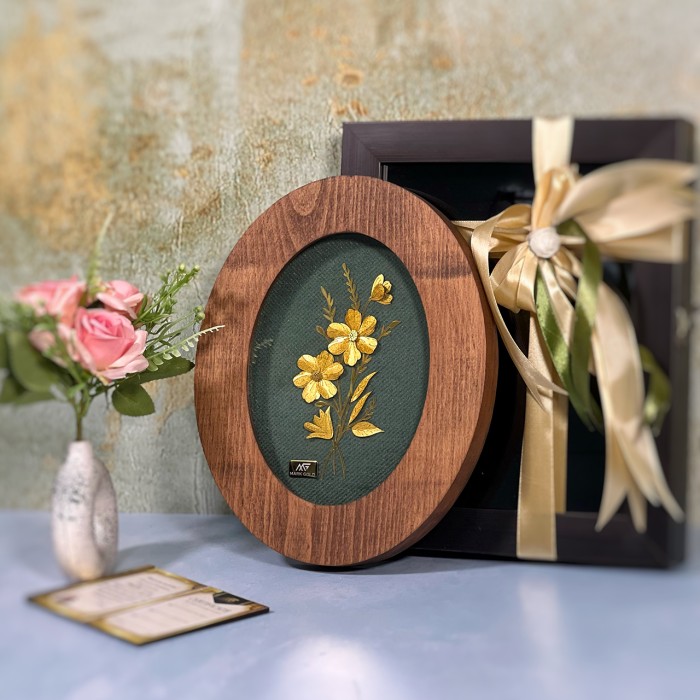 تابلو روکش طلا طرح بنفشه سری زمرد 