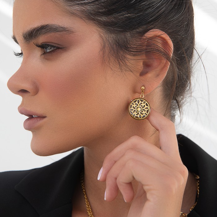 گوشواره دخترانه روکش طلا طرح افرا 