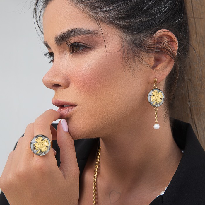 گردنبند دخترانه روکش طلا طرح شبدر شانس