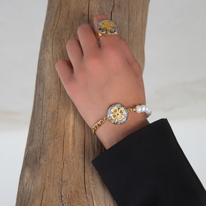 گردنبند دخترانه روکش طلا طرح شبدر شانس