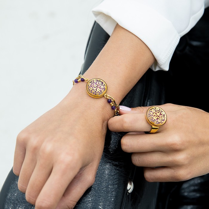 گردنبند دخترانه روکش طلا طرح بنفشه