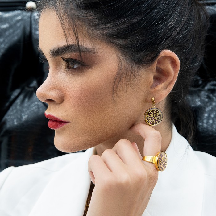 گوشواره دخترانه روکش طلا طرح بنفشه