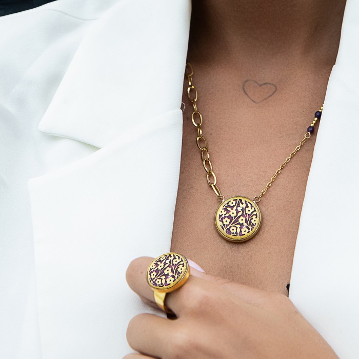 گردنبند دخترانه روکش طلا طرح بنفشه