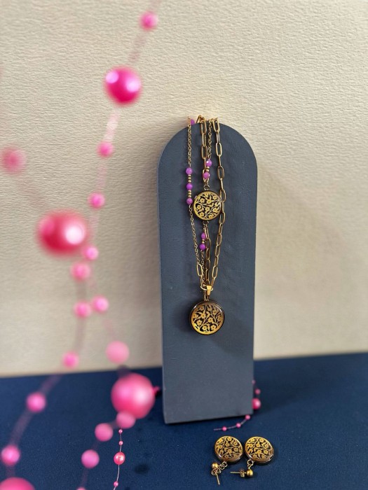گردنبند دخترانه روکش طلا طرح بنفشه