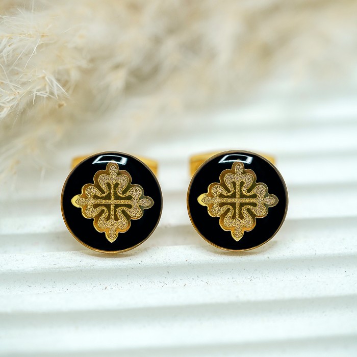 دکمه سردست روکش طلا طرح پرستیژ