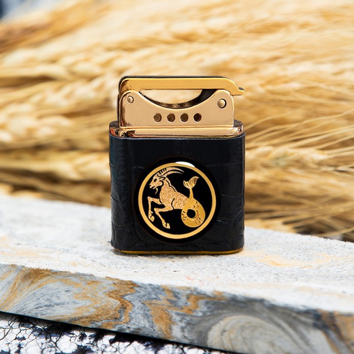 فندک چرم روکش طلا ماه تولد دی سری ونوس