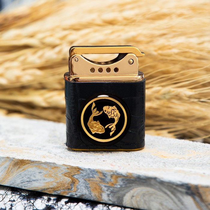 فندک چرم روکش طلا ماه تولد اسفند سری ونوس