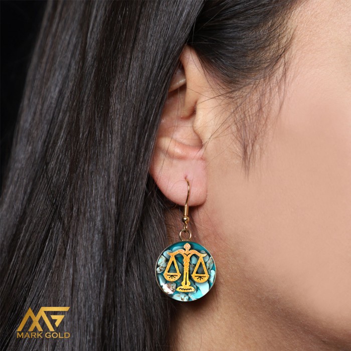 گوشواره روکش طلا نماد ماه تولد مهر