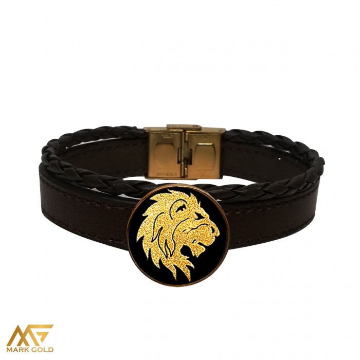 دستبندچرم طلاکوب نماد ماه مرداد