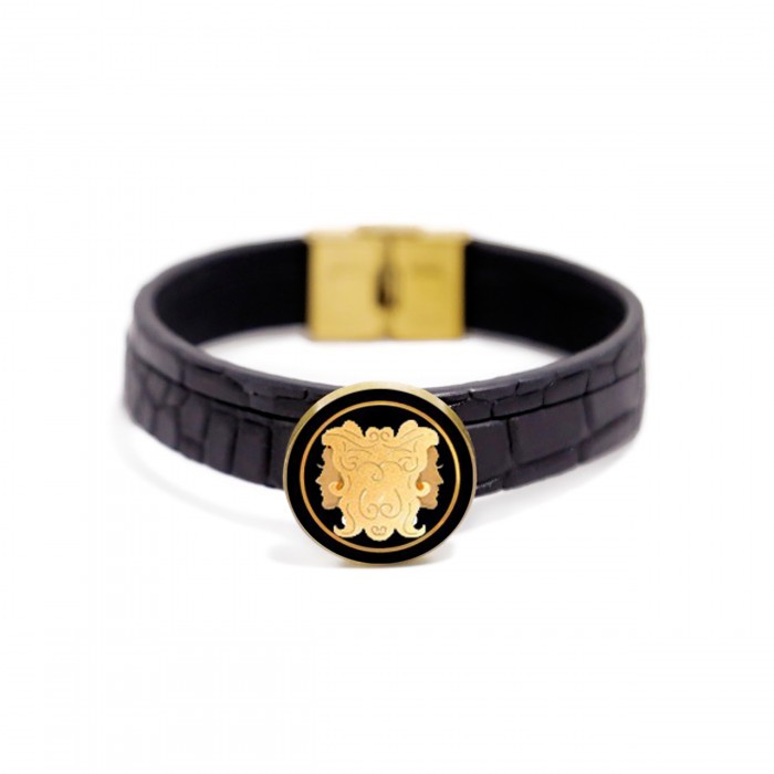 دستبند چرم روکش طلا سری ونوس ماه تولد خرداد