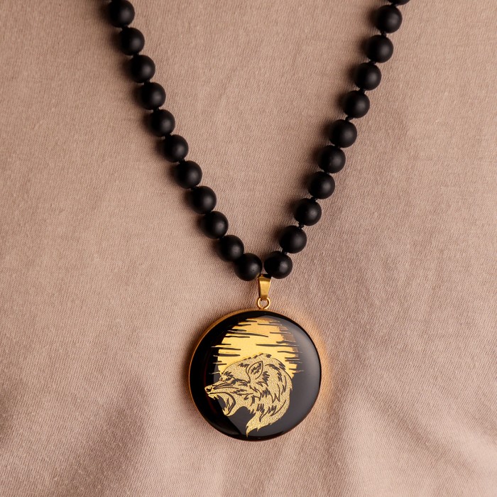 گردنبند روکش طلا طرح گرگ و ماه
