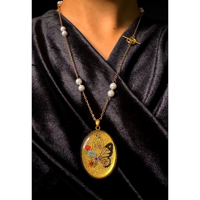 گردنبند دخترانه روکش طلا طرح پرناز