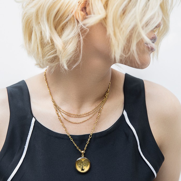 گردنبند دخترانه روکش طلا طرح درخت عشق