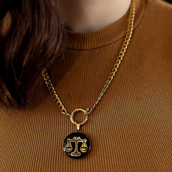 گردنبند دخترانه روکش طلا ماه تولد مهر سری رویال