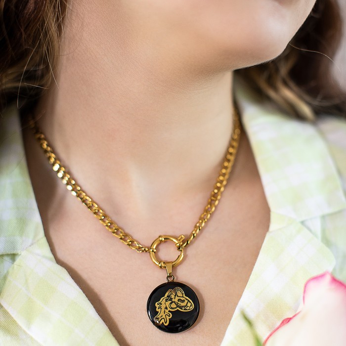 گردنبند دخترانه روکش طلا ماه تولد بهمن سری رویال