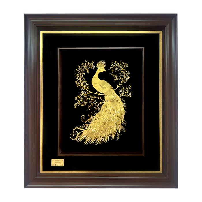 تابلو روکش طلا طرح طاووس