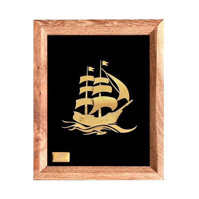 تابلو روکش طلا طرح کشتی سری بامبو