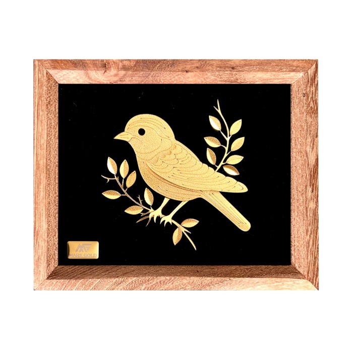 تابلو روکش طلا طرح درنا سری بامبو