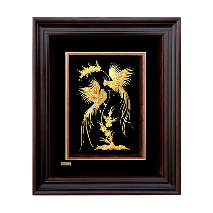 تابلو طلاکوب  طرح مرغ عشق