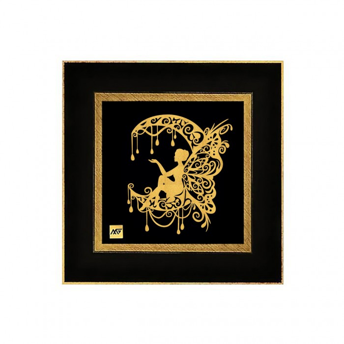 تابلو روکش طلا طرح ماه و فرشته تاینی