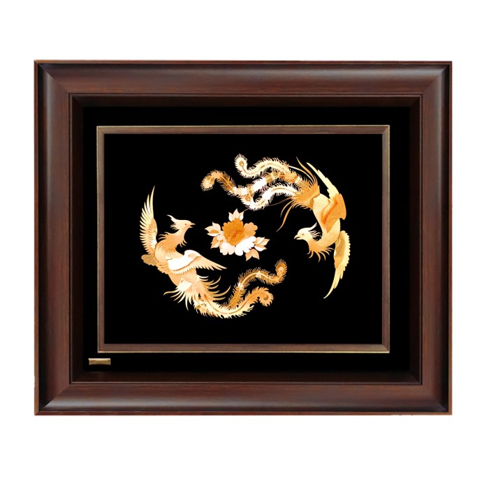 تابلو روکش طلا طرح دو ققنوس