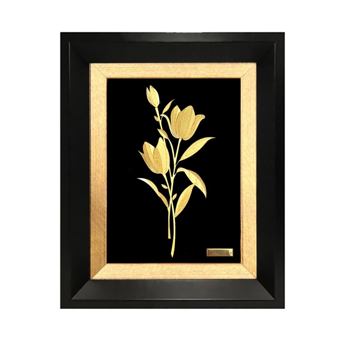 تابلو روکش طلا طرح گل لاله