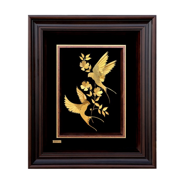 تابلو روکش طلا 24 عیار عاشقانه پرستو ها