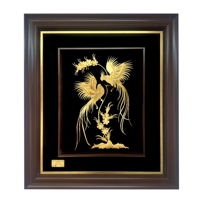 تابلو روکش طلا طرح مرغ عشق بزرگ