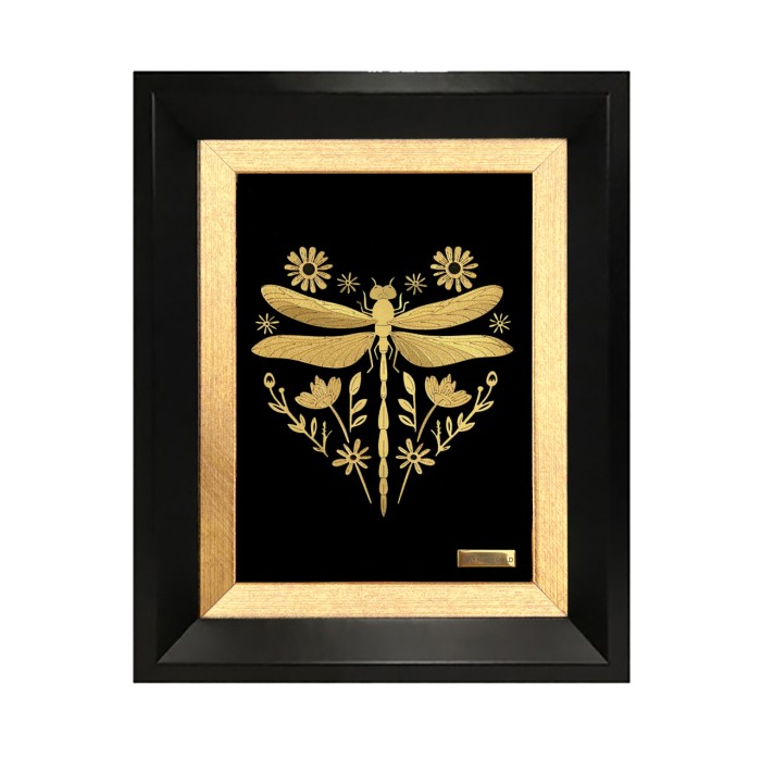 تابلو روکش طلا طرح سنجاقک