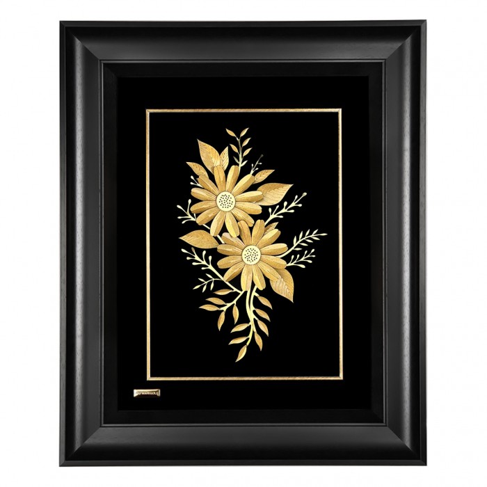 تابلو روکش طلا طرح گل بابونه