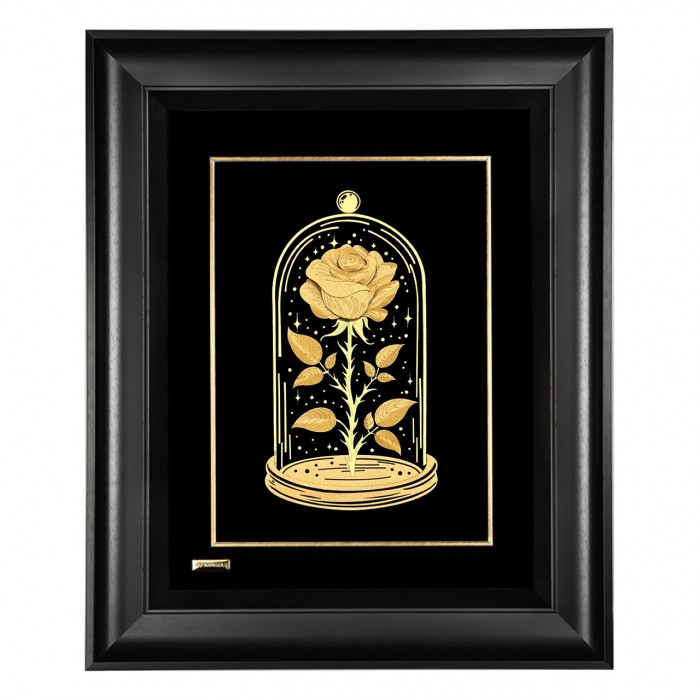 تابلو روکش طلا طرح گل سرخ