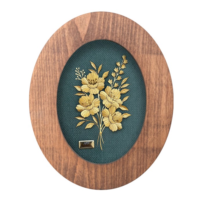 تابلو روکش طلا طرح سوسن سری زمرد