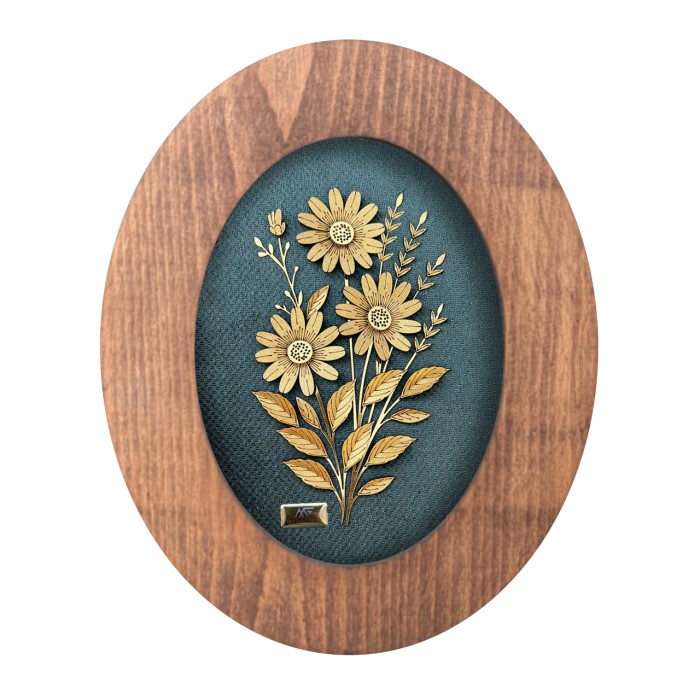 تابلو روکش طلا طرح بابونه سری زمرد