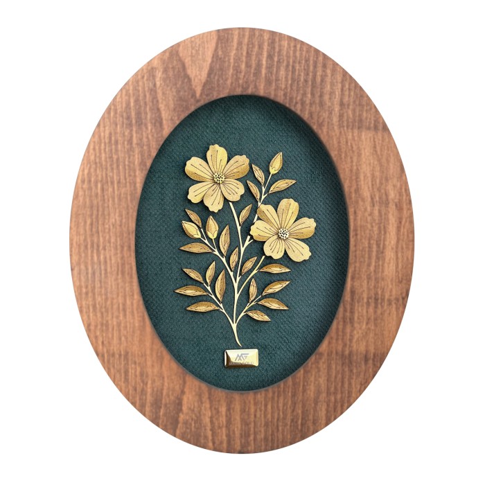 تابلو روکش طلا طرح میخک سری زمرد