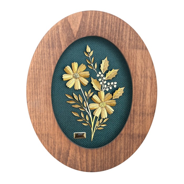  تابلو روکش طلا طرح زنبق سری زمرد